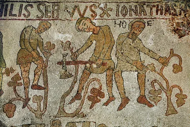 Les fils de Noé plantent des vignes. Mosaïque (mosaic)