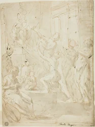 Figures à un autel ou sacrifice classique