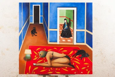 Annonciation en velours bleu, 2016 (huile sur panneau de bois)