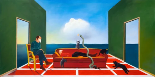La thérapie, 2021 (huile sur panneau de bois)