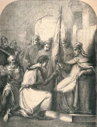 Hugues de Vermandois recevant une bannière consacrée du pape Urbain, 1869