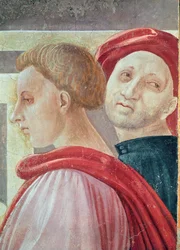 Têtes de deux hommes, de la Présentation de Marie au Temple, 1433-34 (détail)