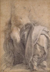 Femme semi-nue assise portant des draperies, 1520-1540
