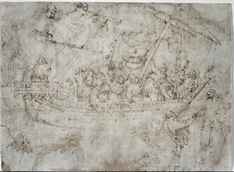 Deux dessins de navires verso, années 1410