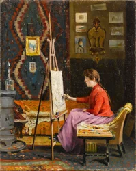 Jeune peintre et son atelier