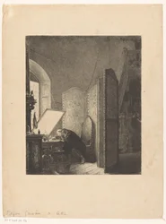 Rembrandt gravant dans son atelier
