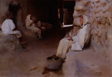 Arabes se reposant dans une allée