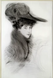 Portrait de la duchesse de Malborough. Dessin de Paul Helleu, XXe siècle. Bayonne, Musée Bonnat