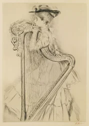 Femme avec une harpe