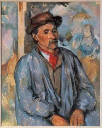 Homme en blouse bleue