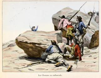 Chouannerie : Les Chouans en embuscade, fin du XVIIIe siècle - Illustration par Emile Boutigny (Hoche-Marceau-Desaix)