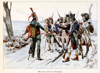 Marceau arrête des déserteurs : François-Séverin Desgraviers Marceau (1769-1796) arrête les soldats de l