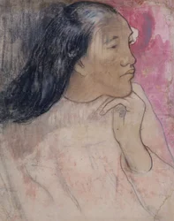 Une femme tahitienne avec une fleur dans les cheveux, 1891-92