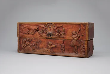 Boîte en bois décorée, 1884