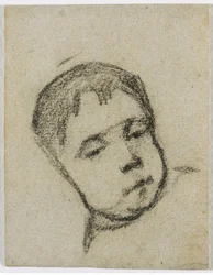 Émile Gauguin enfant, tête sur un oreiller, vers 1875-1876