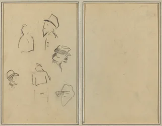 Quatre têtes et deux figures (verso)
