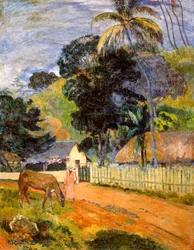 Cheval sur la route, paysage tahitien, 1899