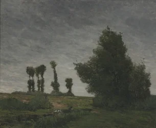 Paysage avec peupliers