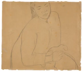 Femme tahitienne assise (liée à la peinture Te faaturuma [Rêverie])