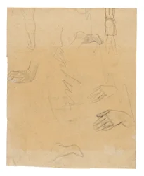 Esquisses de figures, mains et pieds (liées à la peinture Aha oe feii? [Quoi! Es-tu jaloux?])