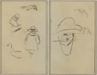 Deux figures bretonnes et études de deux oies ; Homme portant un chapeau (verso)