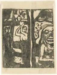 Femme cueillant des fruits et le sauvage