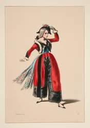 DEBARDEUR. Chapeau de satin. ...