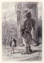 Gulliver rencontre le nain de 30 pieds de la Reine qui est ravi d