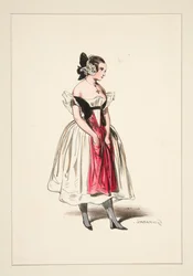 Laitière. Bonnet de satin et dentelle. ...