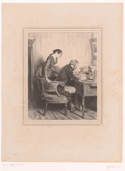 Un homme écrit une note pour sa femme