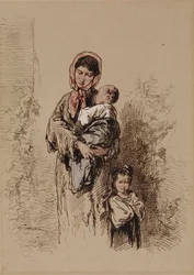 Paysanne avec deux jeunes enfants