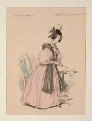 Toilette du soir. Chapeau de velours