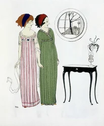 Création de Paul Poiret tirée de "Les Robes de Paul Poiret", dessin par Paul Iribe. 1908