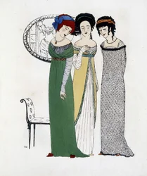Création de Paul Poiret tirée de "Les Robes de Paul Poiret", dessin par Paul Iribe. 1908
