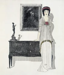 Création de Paul Poiret de «Les Robes de Paul Poiret», dessin par Paul Iribe. 1908