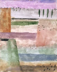 Paysage avec peupliers