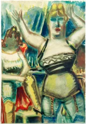 Femme aux bras levés