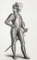 Un chevalier en armure complète au XVe siècle.