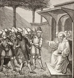 Saint Benoît de Nursie reproche à Baduila Aka Totila, roi des Ostrogoths, de l