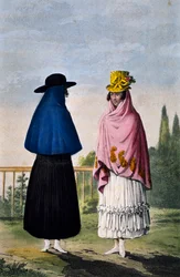 Femme de montagne et femme de plaine, gravure de Paul Legrand, Colombie
