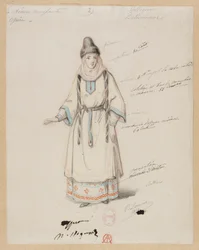 Gounod - La nonne sanglante - Quatre maquettes de costumes par Paul Lormier - 2. Villageoise bohémienne