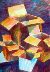 Boîtes, 2024 (aquarelle sur papier)