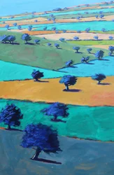 Cotswold Way, From Broadway #1, 2022 (acrylique sur panneau)