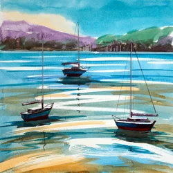 River Exe, 2024 (aquarelle sur papier)