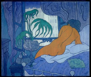 La chambre bleue ou nue au paravent. Peinture de Paul Ranson (1864-1909), 1891. Huile. 0,45 x 0,54 m. Collection privée