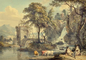 Paysage avec une cascade