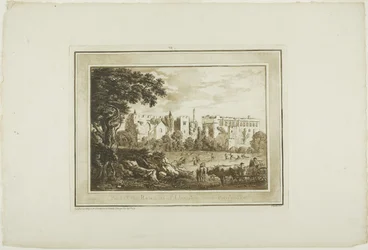 Partie des ruines de Llanphor, près de Pembroke, de Douze vues en aquatinte d