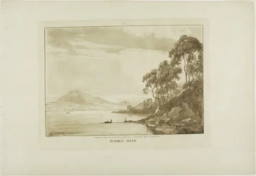Pimble Meer, planche dix de Twelve Views in Wales (Douze vues du Pays de Galles)