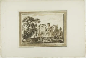 Château de St Quintin près de Cowbridge dans le comté de Glamorgan, troisième planche de Twelve Views in South Wales (Douze vues du sud du pays de Galles)
