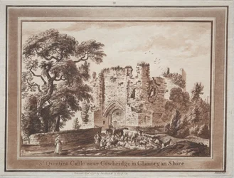 Douze vues du sud du Pays de Galles : Château de St. Quintins près de Cowbridge dans le Glamorganshire, 1775